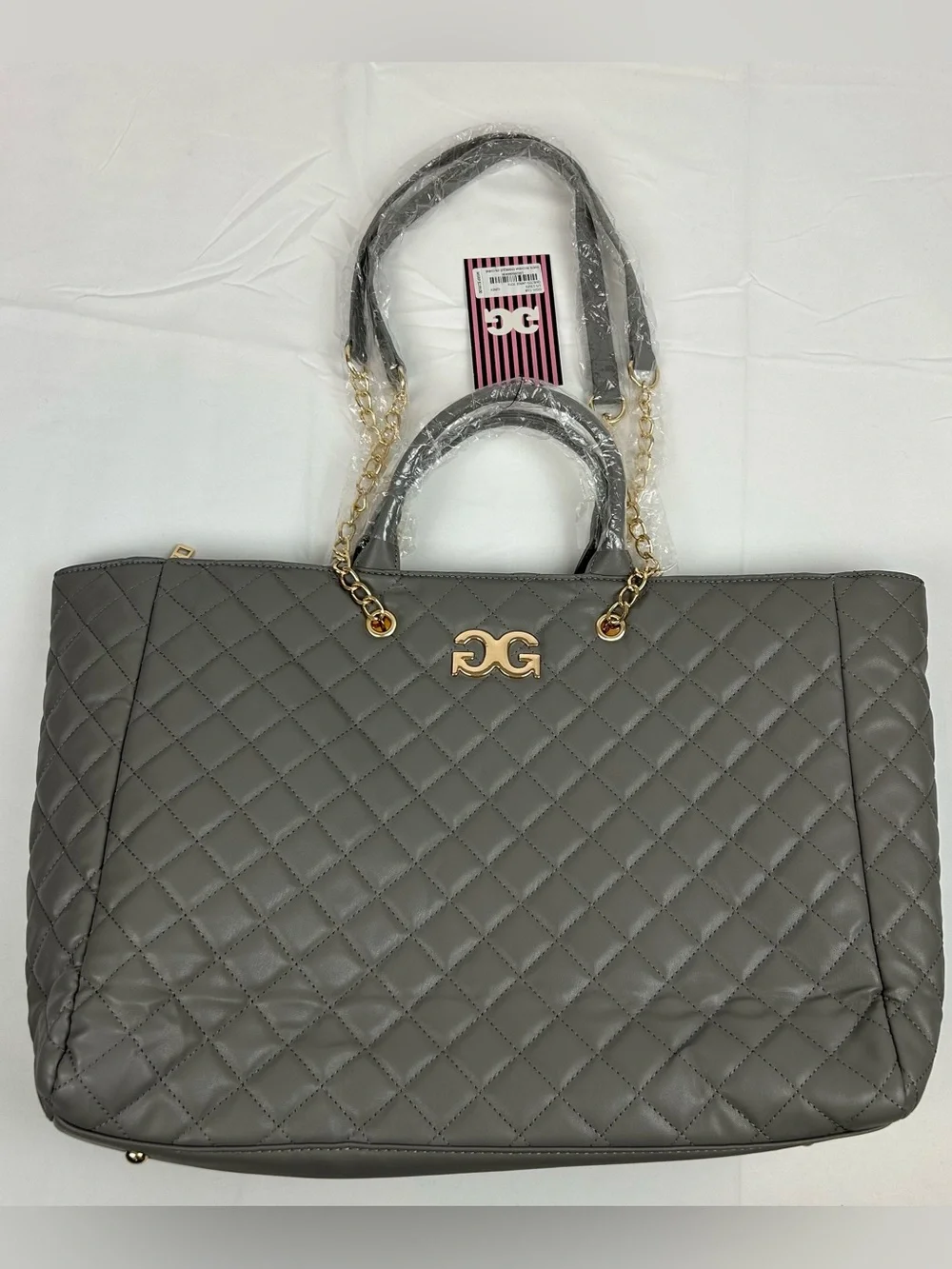 *NEW* Gilda Paris Large Quilted Tote Satchel Grey